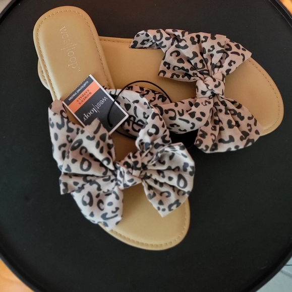 NWT WESTLOOP Leopard Bow slide sandals - Picture 12 of 14